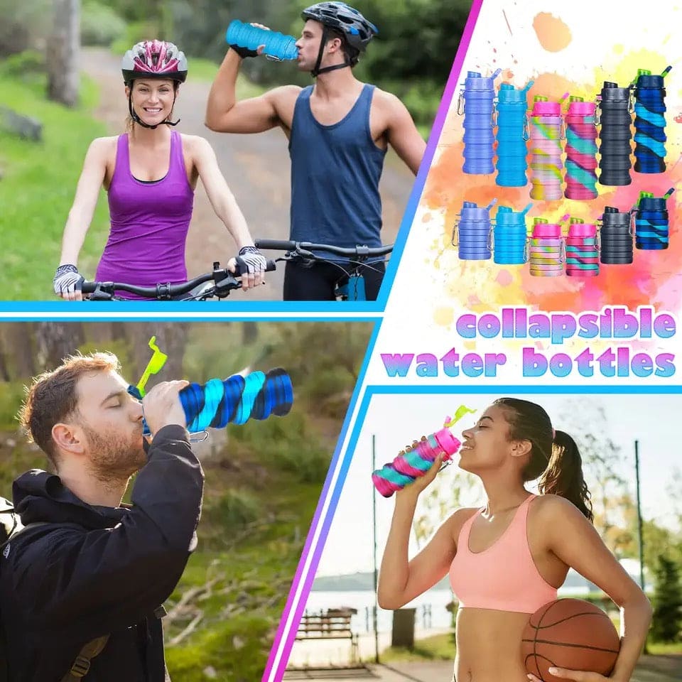 500ml Creative Portable Silicone Folding Sports Water Bottle, Tie Dye Silicone Foldable Water Cups, Collapsible Water Bottle, Leak Proof Water Bottles For Outdoor Camping 500ml Creative Portable Silicone Folding Sports Water Bottle, Tie Dye Silicone Foldable Water Cups, Collapsible Water Bottle, Leak Proof Water Bottles For Outdoor Camping